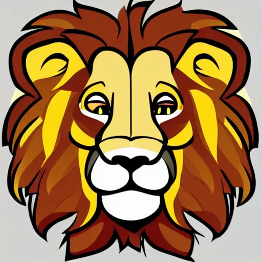 Image similar to a happy lion, whole body, Cartoonist, Anthropomorphic, portrait, highly detailed, colorful, illustration, smooth and clean vector curves, no jagged lines, vector art, smooth