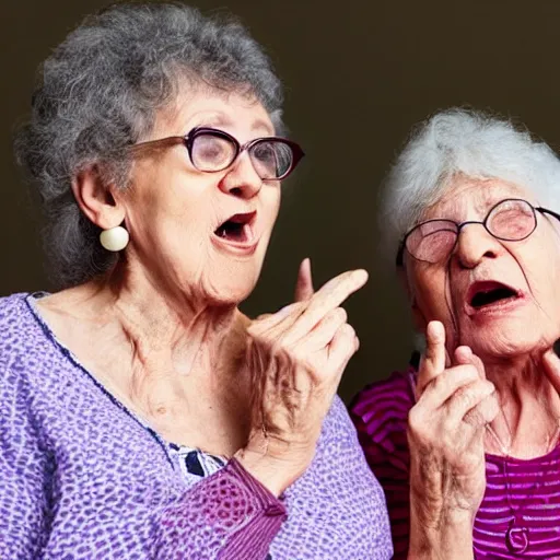 Prompt: two grandma's beatboxing