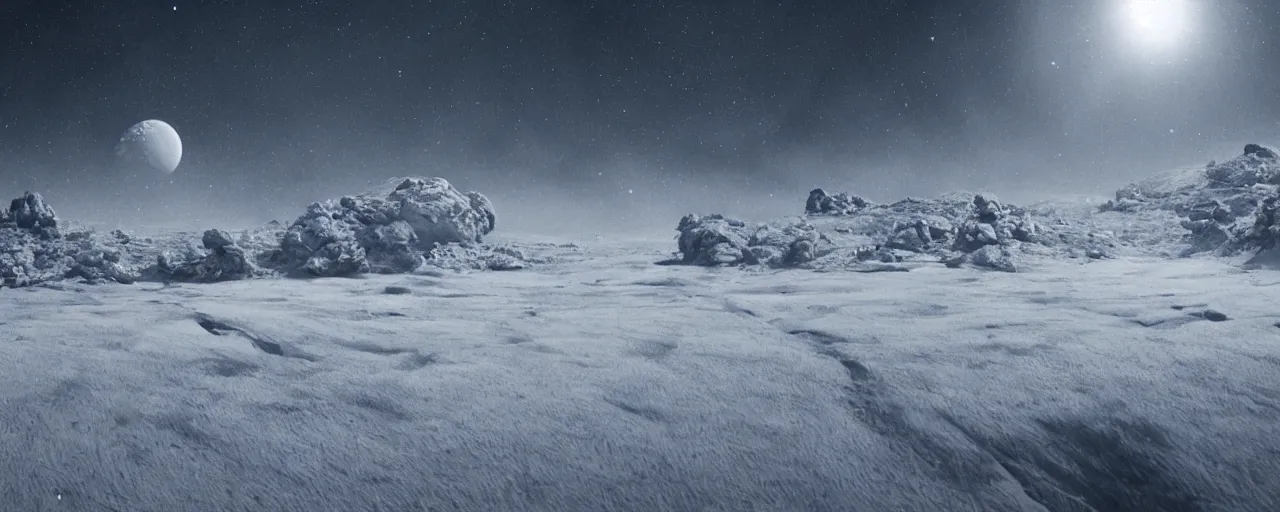 Prompt: a beautiful white landscape with alien life, cinematic