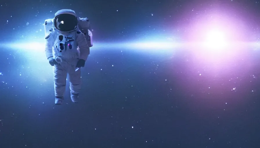 Image similar to movie still of a transcendental astronaut being, cinematic composition, cinematic light, anamorphic lens