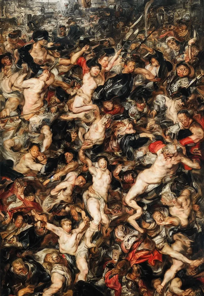 Image similar to 2 0 2 1 hong kong city riot portrait by peter paul rubens.