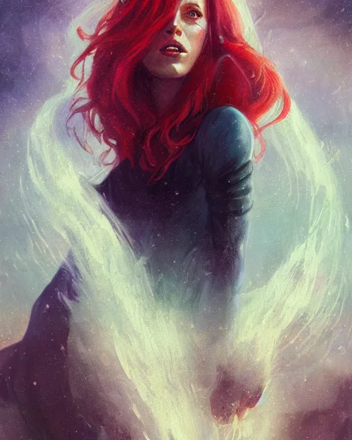 Image similar to detailed painting of mara jade, science fiction, ethereal, greg rutkowski, magali villeneuve and monet