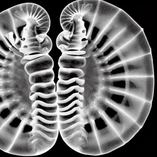 Image similar to x - ray imaging of a seahorse to capture the hidden structures of its bones