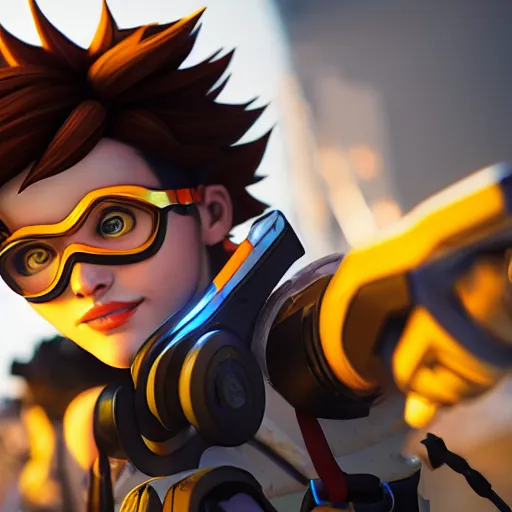 Prompt: tracer from overwatch, cinematic, dramatic lighting, trending on artstation