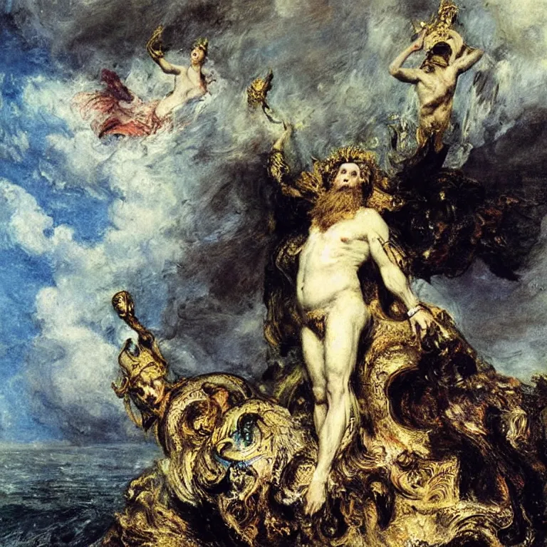 Prompt: deity of the southern seas by adolph menzel