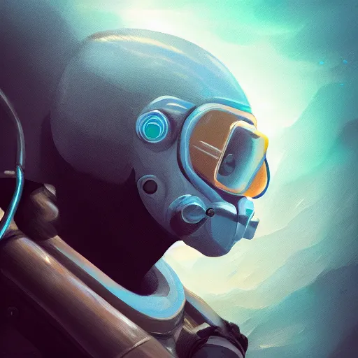 Image similar to a profile photo of a diver in an ocean, side profile, sci-fi, elegant, sinister,highly detailed, digital painting, artstation, concept art, smooth, sharp focus, illustration