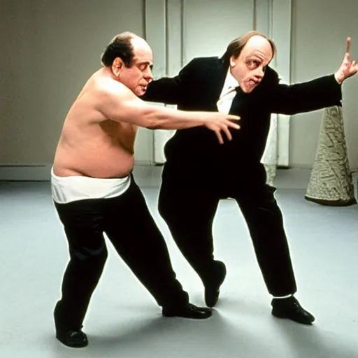 Prompt: danny devito fighting steve buscemi