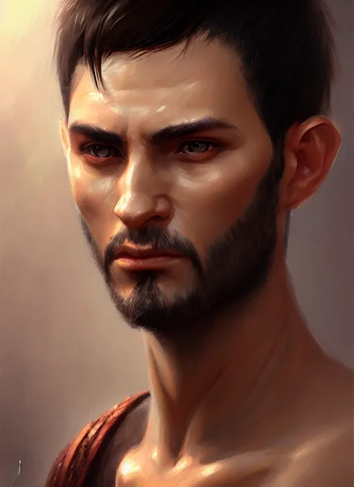 Image similar to a _ fantasy _ style _ portrait _ painting _ of light brown argentinian male short black hair defined chiseled facial features face big ears, rpg dnd oil _ painting _ unreal _ 5 _ daz. _ rpg _ portrait _ extremely _ detailed _ artgerm _ greg _ rutkowski _ greg