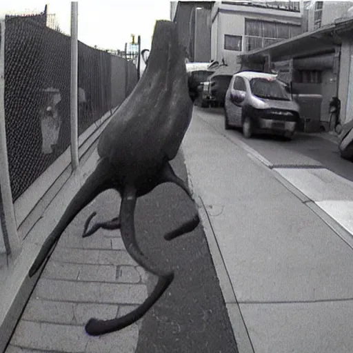 Image similar to a bizarre monster caught on a security camera