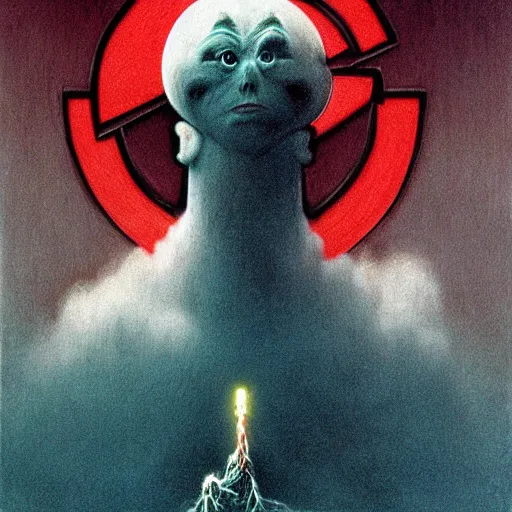 Image similar to ghostbusters logo by zdzislaw beksinski