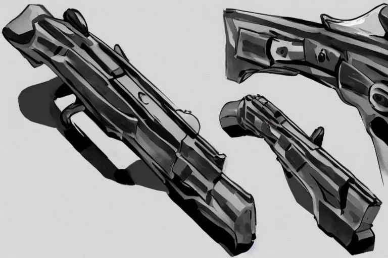 Prompt: Concept art of a futuristic luger pistol