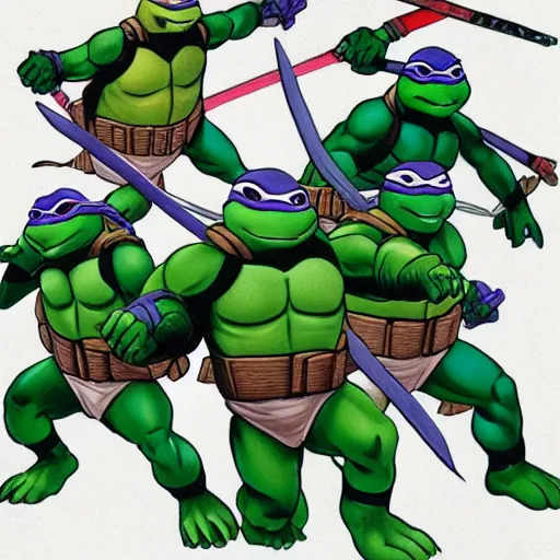 Image similar to the Ninja Turtles, drawn by Michelangelo