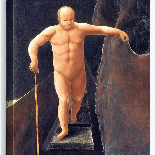 Image similar to george costanza walking up jacob's ladder by william blake