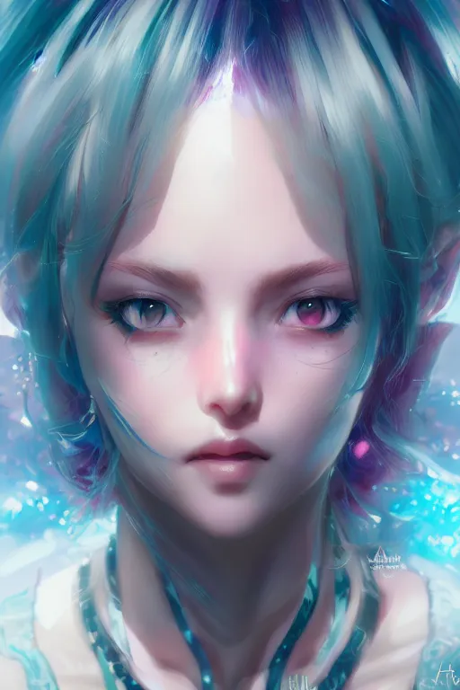 Image similar to portrait of cute girl, beautiful, fantasy, colorful, cinematic lighting, artstation, trending, highly detailed, focus, smooth, by hirohiko araki and yoshitaka amano