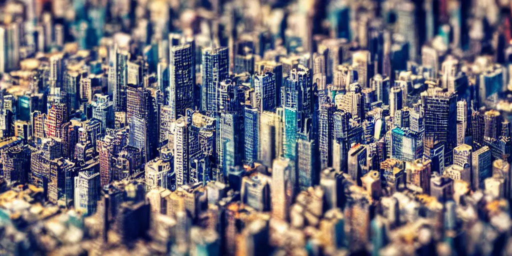 Prompt: Tilt shift photograph of a cyber city