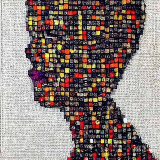 Prompt: beautiful portrait of a woman made from magazine clipplings, mcu, contrast, texture,