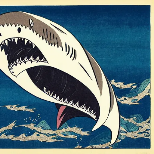 Prompt: shark tornado by hokusai