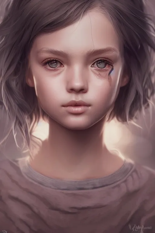 Prompt: very cute girl portrait, highly detailed eyes, intricate details, by artgerm, tooth wu, dan mumford, beeple, wlop, unreal engine 5 rendering