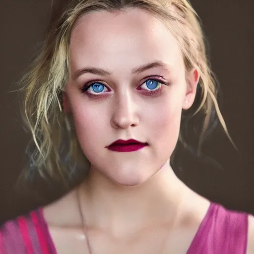 Image similar to a masterpiece portrait photo of a beautiful young woman who looks like a manic pixie dream girl maika monroe, symmetrical face