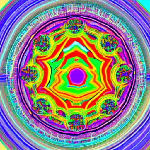 Prompt: top view of psychedelic brain