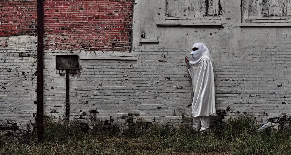 Prompt: ghost in an abandoned alleyway, color photograph by greg girard.