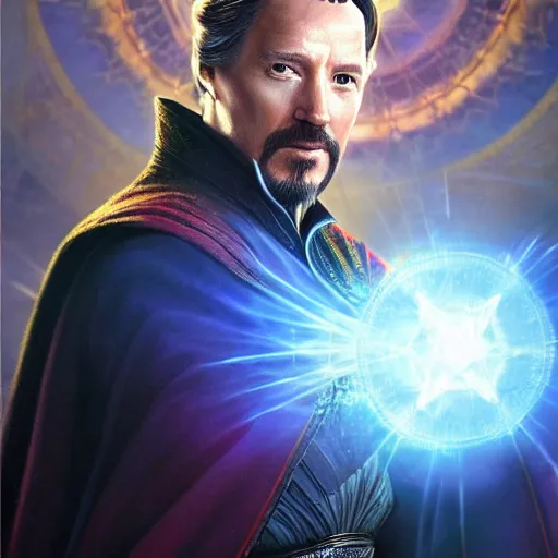 Image similar to joe biden as doctor strange, radiant light, caustics, heroic, bright iridescent light, by gaston bussiere, bayard wu, greg rutkowski, maxim verehin