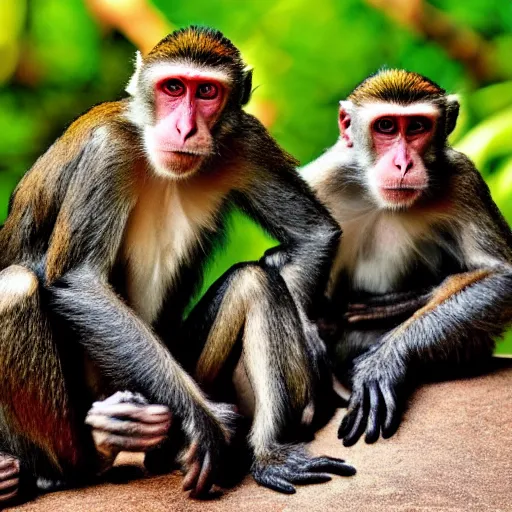 Image similar to wild life photo of a group of monkeys in the style of peter beard