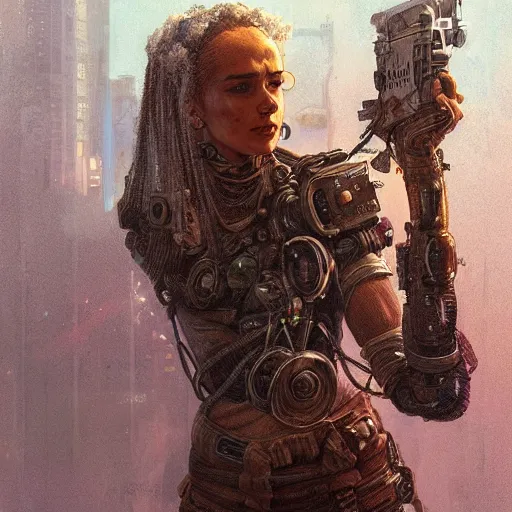 Prompt: character portrait of a retrofuturistic forg, dystopian cyberpunk steampunk soviet mood, intricate, wild, highly detailed, digital painting, artstation, upper body, concept art, smooth, sharp focus, illustration, art by artgerm and greg rutkowski and alphonse mucha