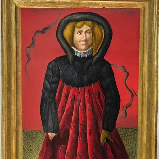 Image similar to Stunning and highly detailed painting of the devil in human disguise wearing a red doublet