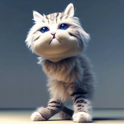 Prompt: high quality 3 d render very cute fluffy cyborg cat standing on a surfboard, highly detailed, unreal engine cinematic smooth, moody light, low angle, uhd 8 k, sharp focus