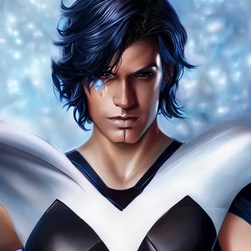 Prompt: emaa radacuuna as nightwing, realistic, intricate, elegant, art by artgerm and wlop