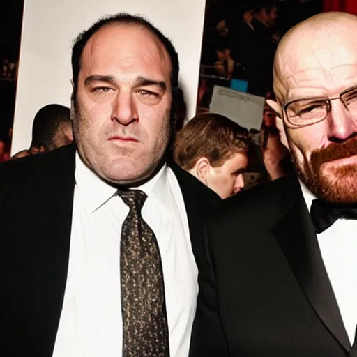 Prompt: james Gandolfini and Walter white being friends