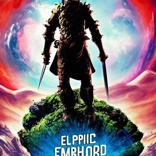 Image similar to epic sword and planet movie poster