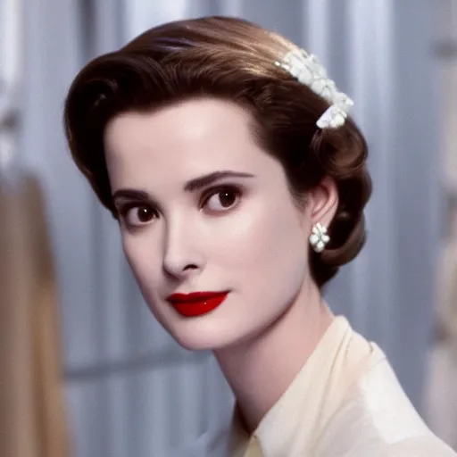 Prompt: winona ryder as Grace Kelly, hyperrealistic, octane rendr, 8k, high quality