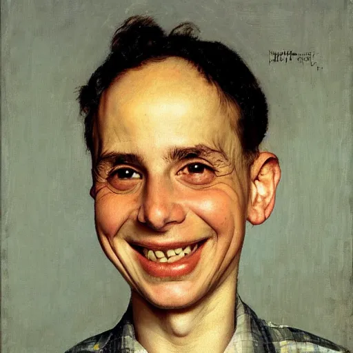 Image similar to portrait of yossi benayoun smiling by norman rockwell