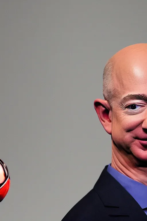 Image similar to the top of jeff bezos head is a magic 8 ball