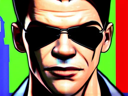 Prompt: neo from the matrix in the style of official gta artwork in gta v