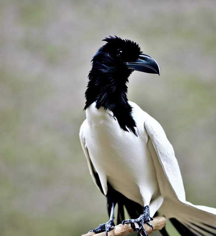 Image similar to raven bird in white coat