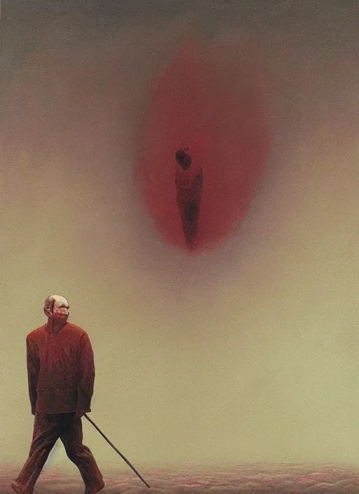 Image similar to Painting in a style of Beksinski featuring Vladimir Putin