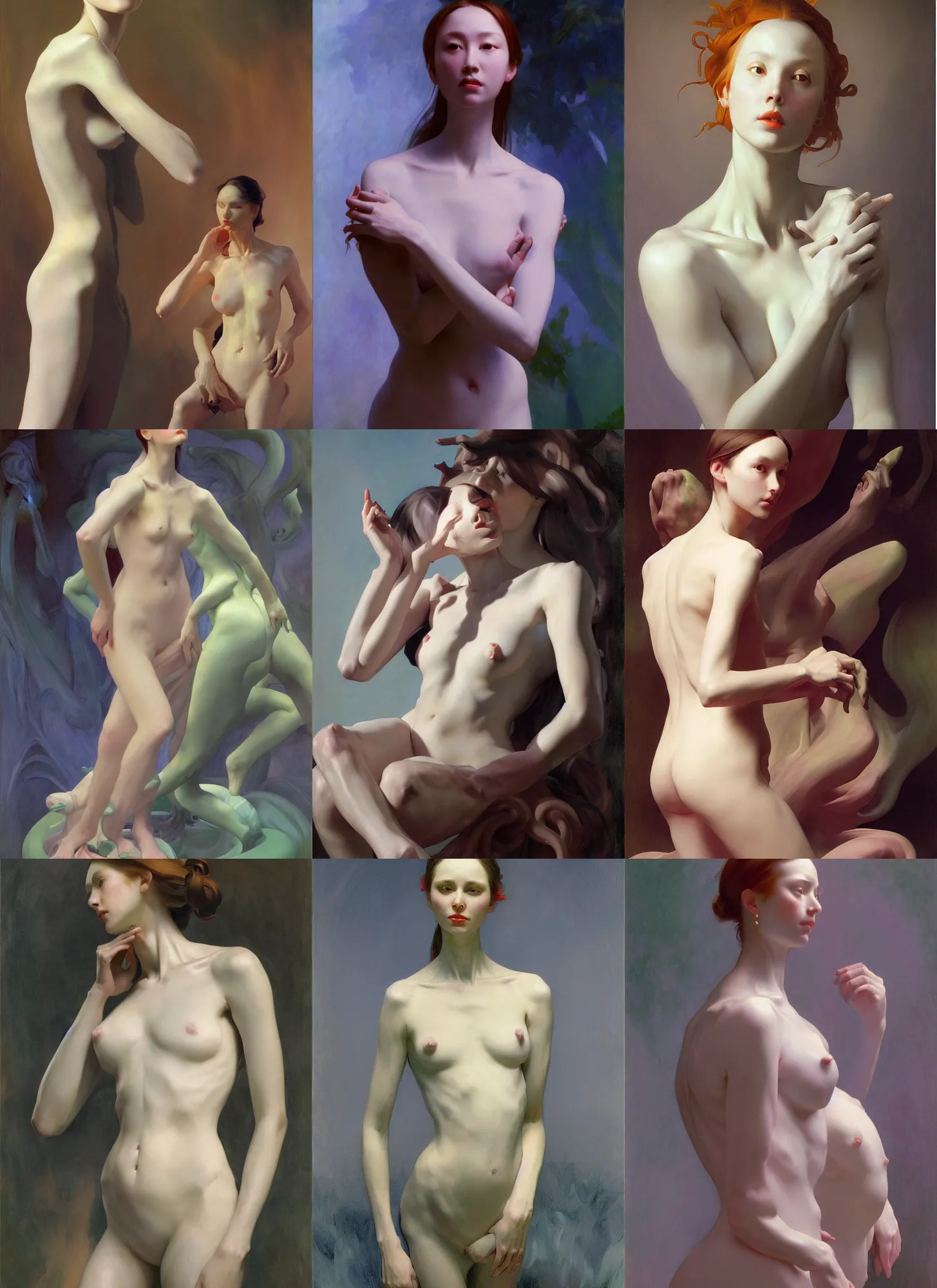 Prompt: yanjun cheng fullbody and portrait of a eldritch horror creature with the body of a beautiful woman, sculpted by gian lorenzo bernini, norman rockwell, bouguereau