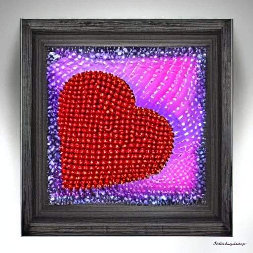 Image similar to crystallized cubed heart, 8k, detailed, very detailed