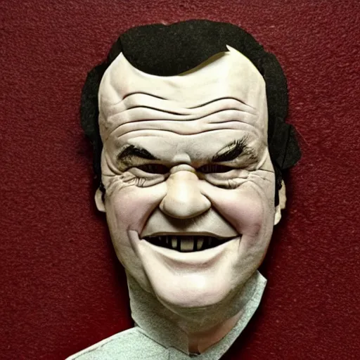 Prompt: a cut paper sculpture of jack nicholson in one flew over the cuckoo's nest