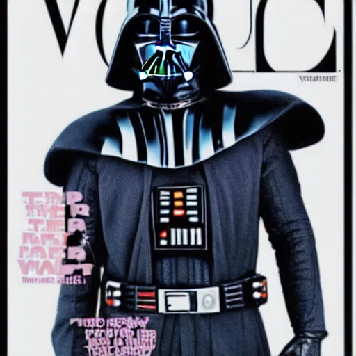 Prompt: darth vader on the covr of Vogue magazine