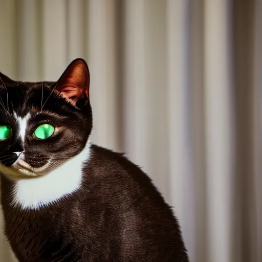 Image similar to chrome cat with red eyes