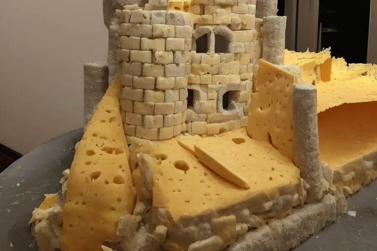 Prompt: Castle made of cheese