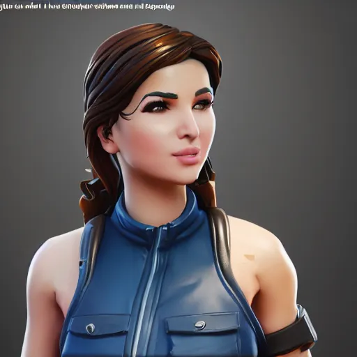 Image similar to a detailed portrait of nancy ajram in fortnite, unreal engine 5 rendered, incredibly highly detailed and realistic, 8 k, sharp focus, studio quality