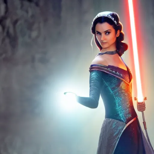 Image similar to victoria justice as princess padme in star wars episode 3, 8 k resolution, cinematic lighting, anatomically correct