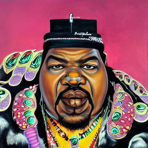 Image similar to beautiful lifelike painting of afrika bambaataa and the soulsonic force, hyperreal detailed facial features and uv lighting, art by ed roth and basil wolverton