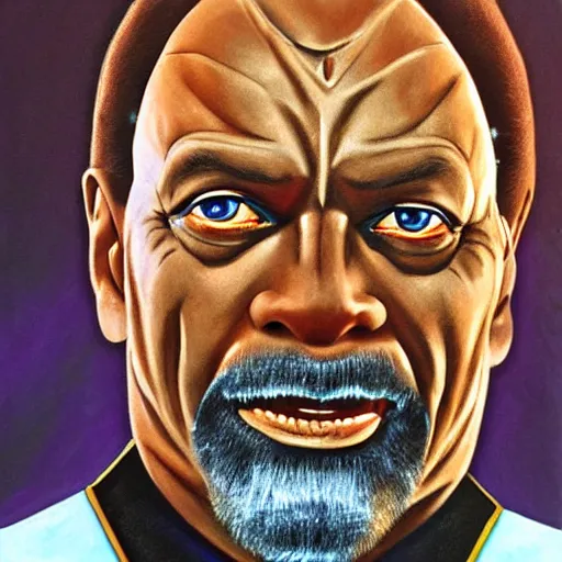 Prompt: commander worf from star trek the next generation. realistic concept art painting,