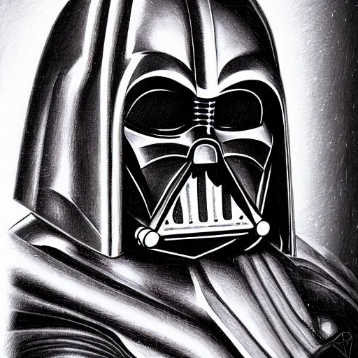 Prompt: darth vader in the biomechanical style of hans rudolf giger